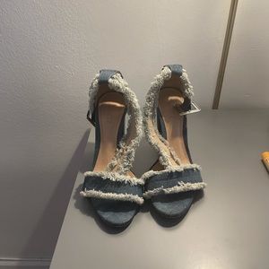 Schutz denim heels frayed